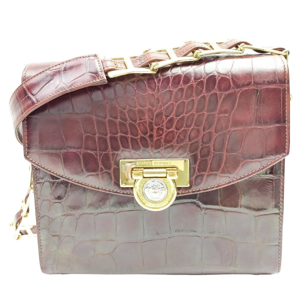 417345J Versace Shoulder Bag Brown Leather